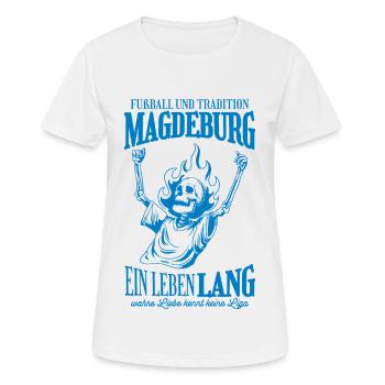 Cadeau de football Magdeburg Tradition - T-shirt respirant Femme - blanc - Devant - AI Model Female 172 dark (172cm)