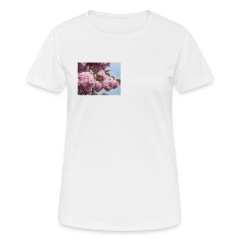 Rosa Zweige vom Zierkirschenbaum - Frauen T-Shirt atmungsaktiv - Weiß - Vorne - AI Model Female 172 dark (172cm)