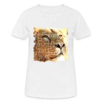 Lion puzzle, symbole de force et de force - T-shirt respirant Femme - blanc - Devant - AI Model Female 172 dark (172cm)