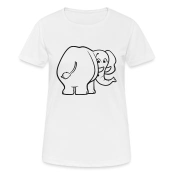 Elefant von hinten - überrascht, erschrocken, oops - Frauen T-Shirt atmungsaktiv - Weiß - Vorne - AI Model Female 172 dark (172cm)