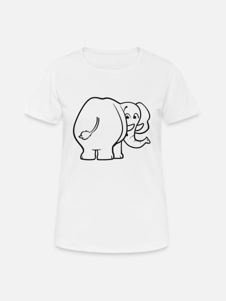Elefant von hinten - überrascht, erschrocken, oops - Frauen T-Shirt atmungsaktiv - Weiß