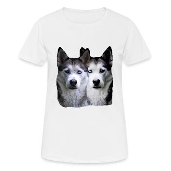 meute de chiens de traîneau Husky Malamute, race de chien - T-shirt respirant Femme - blanc - Devant - AI Model Female 172 dark (172cm)