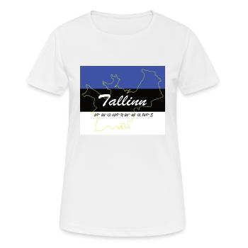 Tallinn - Hauptstadt mit GPS & Flagge - Frauen T-Shirt atmungsaktiv - Weiß - Vorne - AI Model Female 172 dark (172cm)