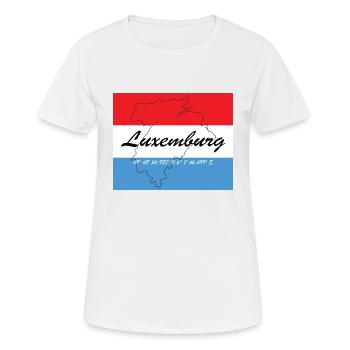 Luxemburg - Hauptstadt mit GPS & Flagge - Frauen T-Shirt atmungsaktiv - Weiß - Vorne - AI Model Female 172 dark (172cm)