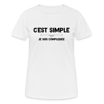 Je suis compliquée Cadeau Femme Célibataire - T-shirt respirant Femme - blanc - Devant - AI Model Female 172 dark (172cm)