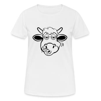 Manger animal drôle de vache - T-shirt respirant Femme - blanc - Devant - AI Model Female 172 dark (172cm)