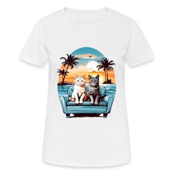 Katzen am Meer - Frauen T-Shirt atmungsaktiv - Weiß - Vorne - AI Model Female 172 dark (172cm)