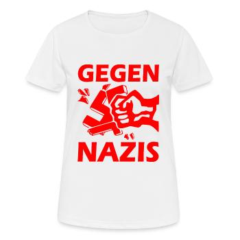 Gegen nazis - Frauen T-Shirt atmungsaktiv - Weiß - Vorne - AI Model Female 172 dark (172cm)
