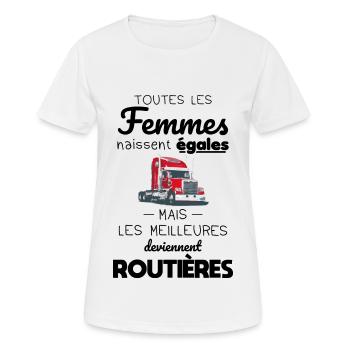 Femmes égales les meilleures deviennent routières - T-shirt respirant Femme - blanc - Devant - AI Model Female 172 dark (172cm)