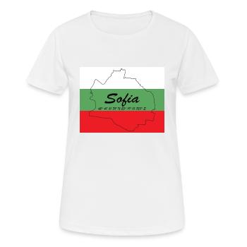 Sofia - Hauptstadt mit GPS & Flagge - Frauen T-Shirt atmungsaktiv - Weiß - Vorne - AI Model Female 172 dark (172cm)