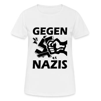 Gegen nazis faust Punch hakenkreuz - Frauen T-Shirt atmungsaktiv - Weiß - Vorne - AI Model Female 172 dark (172cm)