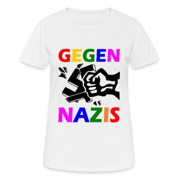 Gegen nazis - Frauen T-Shirt atmungsaktiv - Weiß - Vorne - AI Model Female 172 dark (172cm)