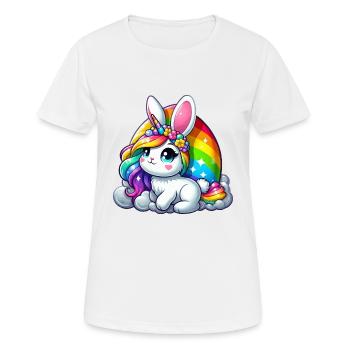 REGENBOGENFARBENER EINHORN - OSTERHASE - Frauen T-Shirt atmungsaktiv - Weiß - Vorne - AI Model Female 172 dark (172cm)