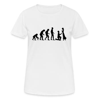 EVOLUTION HEIRATSANTRAG! - Frauen T-Shirt atmungsaktiv - Weiß - Vorne - AI Model Female 172 dark (172cm)