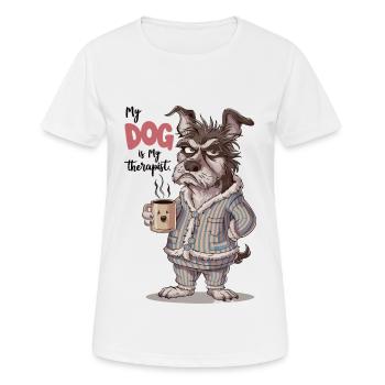 Mein Hund ist mein Therapeut Tierliebhaber - Frauen T-Shirt atmungsaktiv - Weiß - Vorne - AI Model Female 172 dark (172cm)