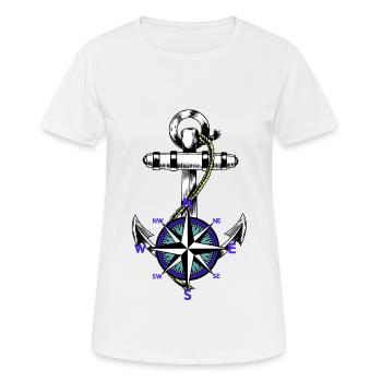 Anker Nautik Maritim Marin Compas Ahoi - T-shirt respirant Femme - blanc - Devant - AI Model Female 172 dark (172cm)