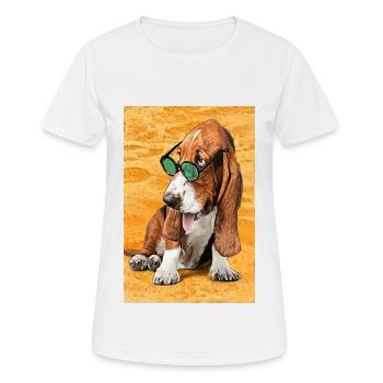 cooles Strand-Basset - Frauen T-Shirt atmungsaktiv - Weiß - Vorne - AI Model Female 172 dark (172cm)