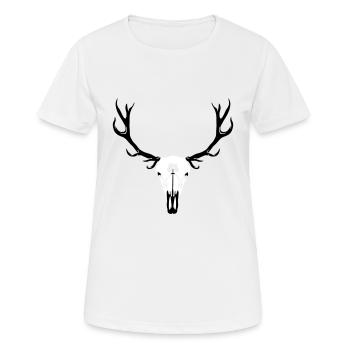 Hirschgeweih und Schädel - Frauen T-Shirt atmungsaktiv - Weiß - Vorne - AI Model Female 172 dark (172cm)