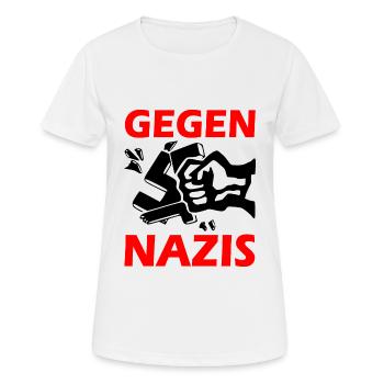 Gegen nazis faust - Frauen T-Shirt atmungsaktiv - Weiß - Vorne - AI Model Female 172 dark (172cm)