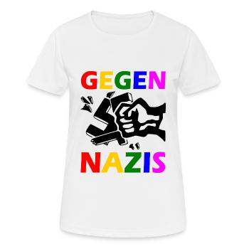 Gegen nazis - Frauen T-Shirt atmungsaktiv - Weiß - Vorne - AI Model Female 172 dark (172cm)