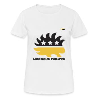 Schwarz Rot Libertäres Stachelschwein Liber - Frauen T-Shirt atmungsaktiv - Weiß - Vorne - AI Model Female 172 dark (172cm)