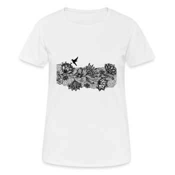 Spitze - Frauen T-Shirt atmungsaktiv - Weiß - Vorne - AI Model Female 172 dark (172cm)