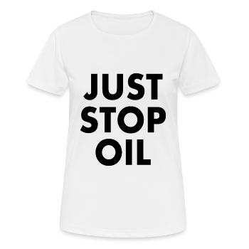 Just stop oil - T-shirt respirant Femme - blanc - Devant - AI Model Female 172 dark (172cm)