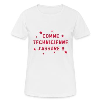 Technicien / Technicienne / Technologie / Pro - T-shirt respirant Femme - blanc - Devant - AI Model Female 172 dark (172cm)