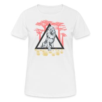 Löwe mit Mähne als Jäger in Afrika - Frauen T-Shirt atmungsaktiv - Weiß - Vorne - AI Model Female 172 dark (172cm)