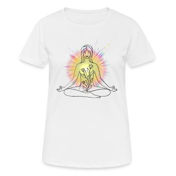 Awakened - Frauen T-Shirt atmungsaktiv - Weiß - Vorne - AI Model Female 172 dark (172cm)