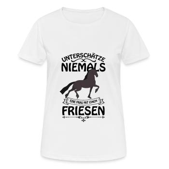 Friese Pferd - Frauen T-Shirt atmungsaktiv - Weiß - Vorne - AI Model Female 172 dark (172cm)