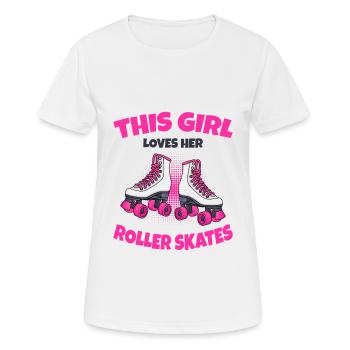 Rollschuhe - Frauen T-Shirt atmungsaktiv - Weiß - Vorne - AI Model Female 172 dark (172cm)