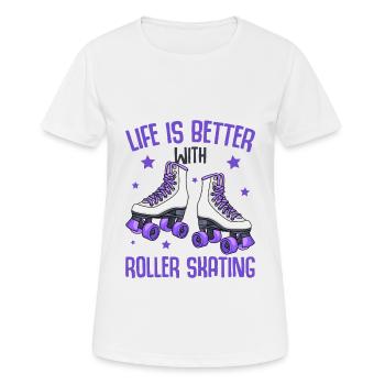 Rollschuhe - Frauen T-Shirt atmungsaktiv - Weiß - Vorne - AI Model Female 172 dark (172cm)