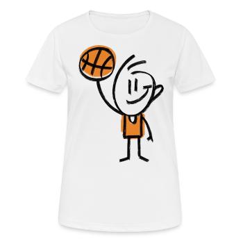 Basketball Stick Figure - Women's Breathable T-Shirt - white - Front - AI Model Female 172 dark (172cm)
