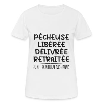 Fisherwoman Celebrates Retirement with Humor Gift - Women's Breathable T-Shirt - white - Front - AI Model Female 172 dark (172cm)