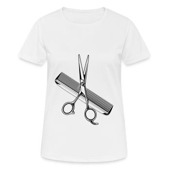 icône de styliste peigne ciseaux - T-shirt respirant Femme - blanc - Devant - AI Model Female 172 dark (172cm)