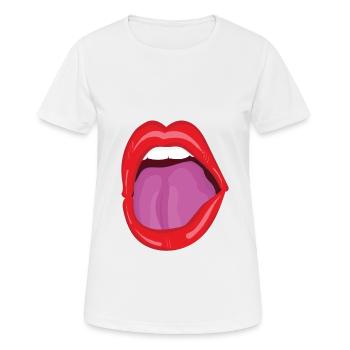 Open mouth - Women's Breathable T-Shirt - white - Front - AI Model Female 172 dark (172cm)