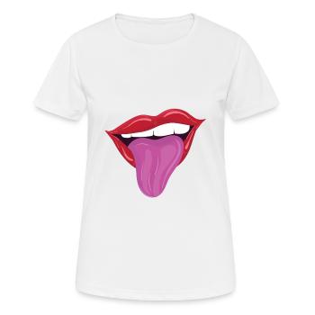 Lèvres coquines avec la langue - T-shirt respirant Femme - blanc - Devant - AI Model Female 172 dark (172cm)