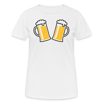 2 chopes à bière Prosten (bière / chope à bière / 2C) - T-shirt respirant Femme - blanc - Devant - AI Model Female 172 dark (172cm)