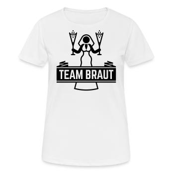 Team Braut Sekt (Polterabend JGA Party Hochzeit B) - Frauen T-Shirt atmungsaktiv - Weiß - Vorne - AI Model Female 172 dark (172cm)