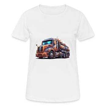 Truck / LKW / Lastfahrzeug / Fracht / Straße - Frauen T-Shirt atmungsaktiv - Weiß - Vorne - AI Model Female 172 dark (172cm)