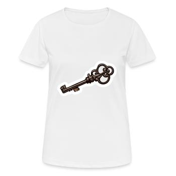Schlüssel / Schloss / verschlossen / Sicherheit - Frauen T-Shirt atmungsaktiv - Weiß - Vorne - AI Model Female 172 dark (172cm)