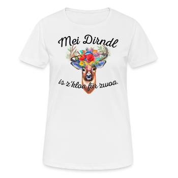Mei Dirndl is z'kloa für zwoa -Schwanger in Bayern - Frauen T-Shirt atmungsaktiv - Weiß - Vorne - AI Model Female 172 dark (172cm)