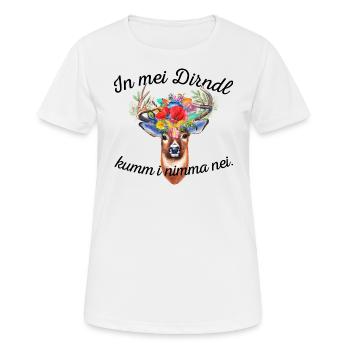 In mei Dirndl kumm i nimma nei-Schwanger in Bayern - Frauen T-Shirt atmungsaktiv - Weiß - Vorne - AI Model Female 172 dark (172cm)