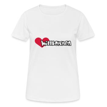 Herzlich Willkommen (2c) - Frauen T-Shirt atmungsaktiv - Weiß - Vorne - AI Model Female 172 dark (172cm)