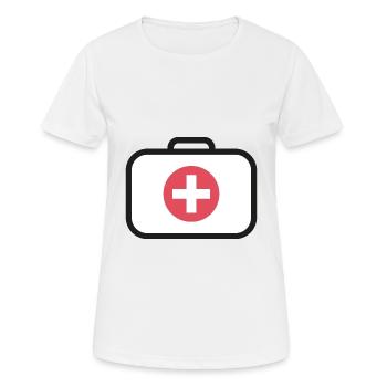 Erste Hilfe Medizin Koffer - Frauen T-Shirt atmungsaktiv - Weiß - Vorne - AI Model Female 172 dark (172cm)