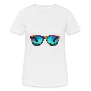 Sonnenbrille / Reflektion / Wald / Spiegelung - Frauen T-Shirt atmungsaktiv - Weiß - Vorne - AI Model Female 172 dark (172cm)