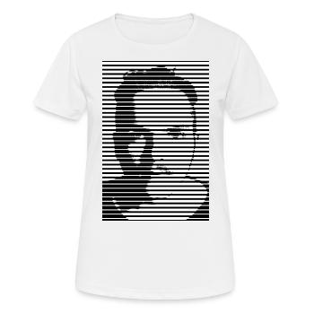 Moderner Linien Rasterungseffekt (Halftone Effect) - Frauen T-Shirt atmungsaktiv - Weiß - Vorne - AI Model Female 172 dark (172cm)