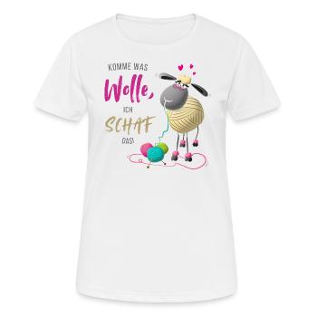 Komme was Wolle, ich Schaf das! - Frauen T-Shirt atmungsaktiv - Weiß - Vorne - AI Model Female 172 dark (172cm)