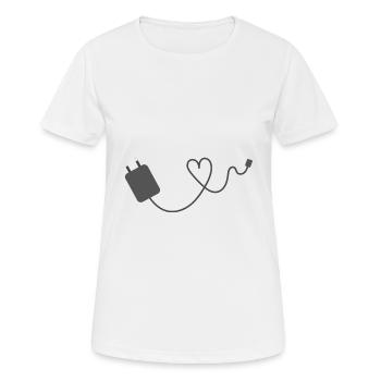 Cœur DeChar câble Smartphone - T-shirt respirant Femme - blanc - Devant - AI Model Female 172 dark (172cm)